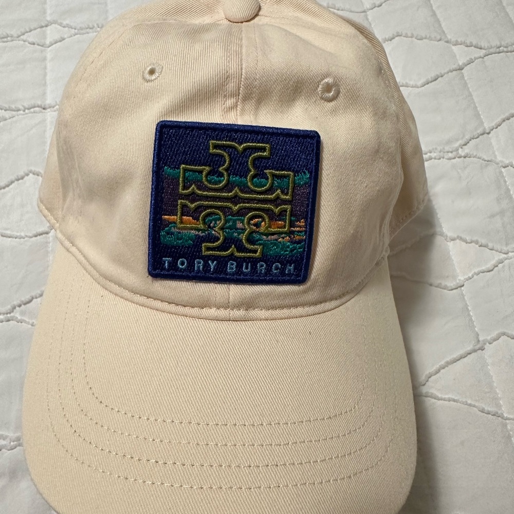 Tory Burch Tory Sport Woman Cotton Patch Baseball Hat French Cream White